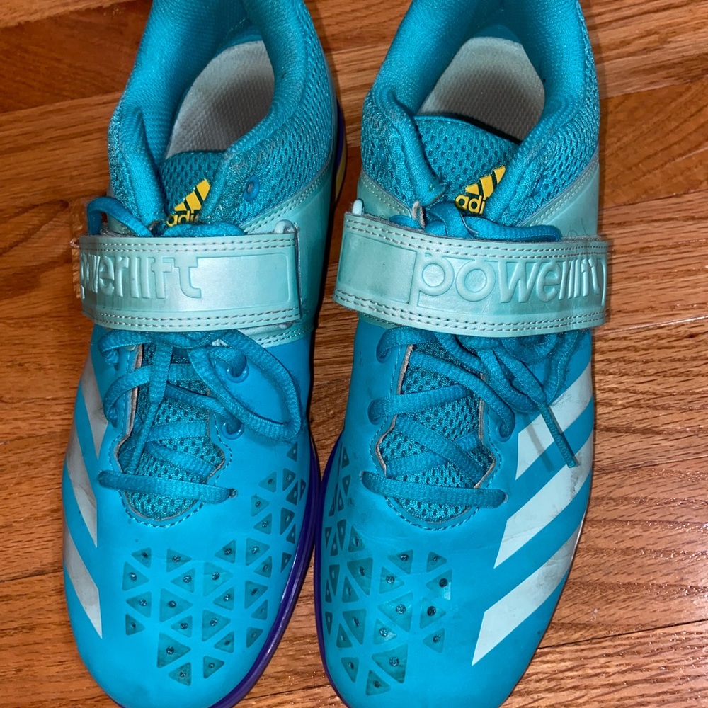 adidas teal powerlifting shoes